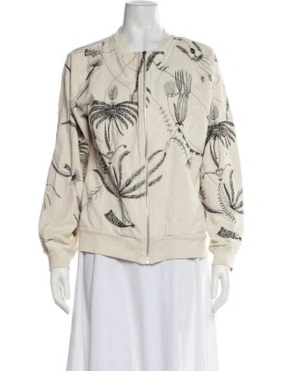 Pre-owned Dries Van Noten Graphic Print Bomber Jacket In Black/neutrals