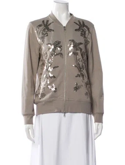 Pre-owned Dries Van Noten Graphic Print Bomber Jacket In Neutrals