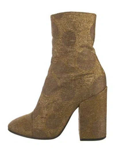 Pre-owned Dries Van Noten Graphic Print Boots In Gold