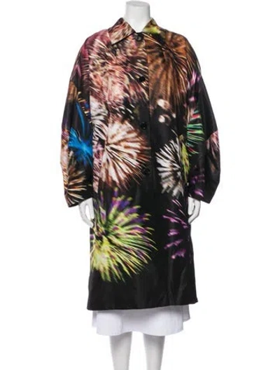 Pre-owned Dries Van Noten Graphic Print Coat In Black