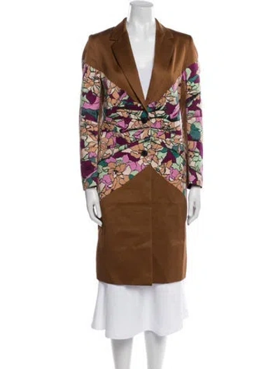 Pre-owned Dries Van Noten Graphic Print Coat In Brown