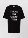 Dries Van Noten Ribbed Black Cotton Jersey T-shirt With Slogan Print In Black