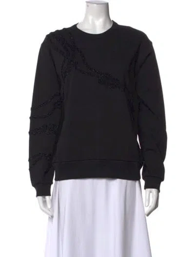 Pre-owned Dries Van Noten Graphic Print Crew Neck Sweater In Black