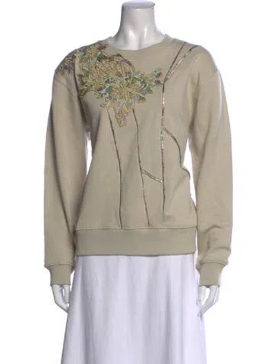 Pre-owned Dries Van Noten Graphic Print Crew Neck Sweater In Neutrals