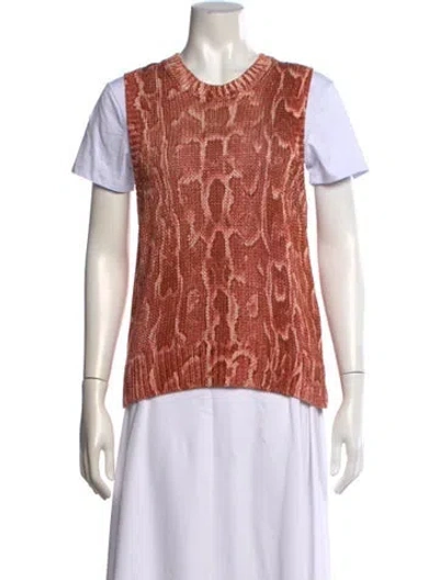 Pre-owned Dries Van Noten Graphic Print Crew Neck Sweater In Pink