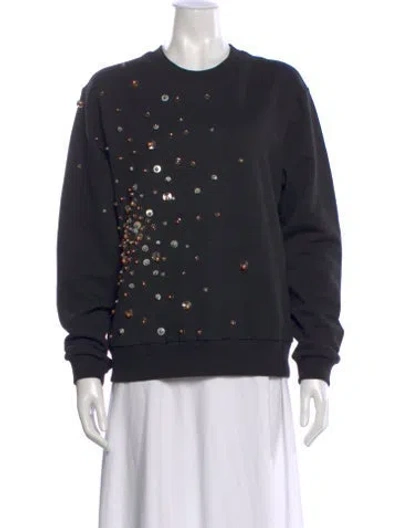 Pre-owned Dries Van Noten Graphic Print Crew Neck Sweatshirt In Black