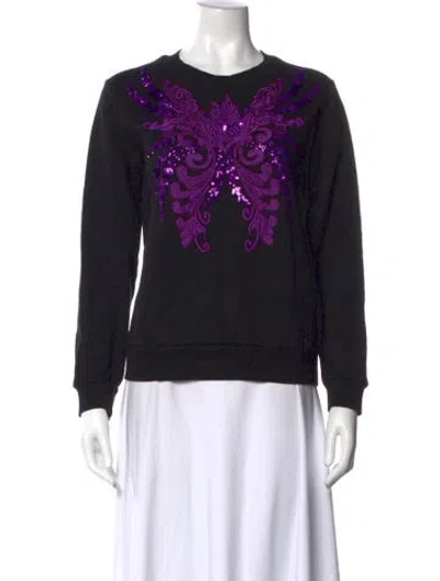 Pre-owned Dries Van Noten Graphic Print Crew Neck Sweatshirt In Black