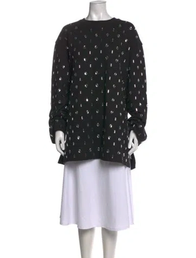 Pre-owned Dries Van Noten Graphic Print Crew Neck Sweatshirt In Black