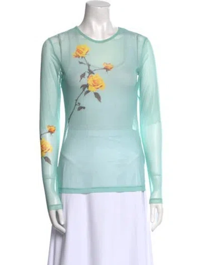 Pre-owned Dries Van Noten Graphic Print Crew Neck Sweatshirt In Blue