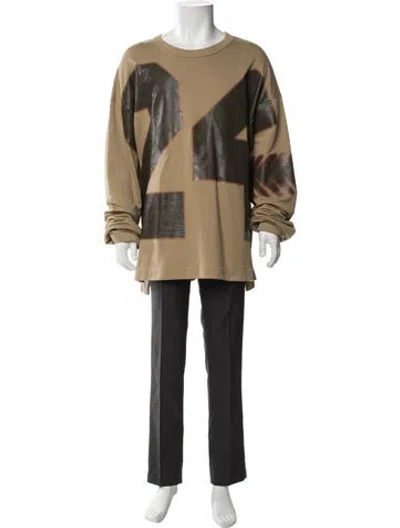 Pre-owned Dries Van Noten Graphic Print Crew Neck Sweatshirt In Brown