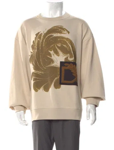 Pre-owned Dries Van Noten Graphic Print Crew Neck Sweatshirt In Neutral