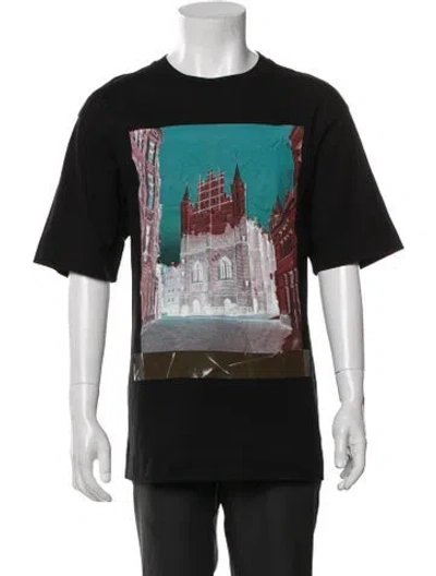 Pre-owned Dries Van Noten Graphic Print Crew Neck T-shirt In Black