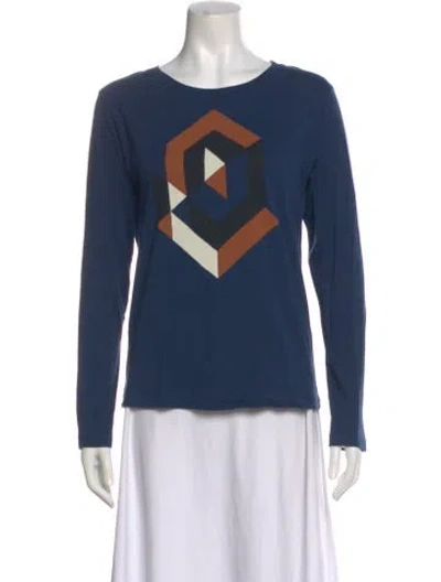 Pre-owned Dries Van Noten Graphic Print Crew Neck T-shirt In Blue