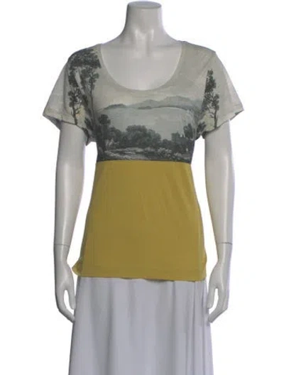 Pre-owned Dries Van Noten Graphic Print Crew Neck T-shirt In Gray