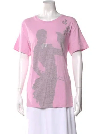 Pre-owned Dries Van Noten Graphic Print Crew Neck T-shirt In Pink