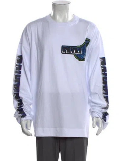 Pre-owned Dries Van Noten Graphic Print Crew Neck T-shirt W/ Tags In White