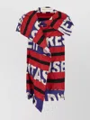Dries Van Noten Graphic Print Draped Asymmetrical Jacket In Red