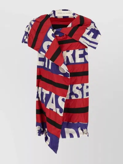 Dries Van Noten Graphic Print Draped Asymmetrical Jacket In Red