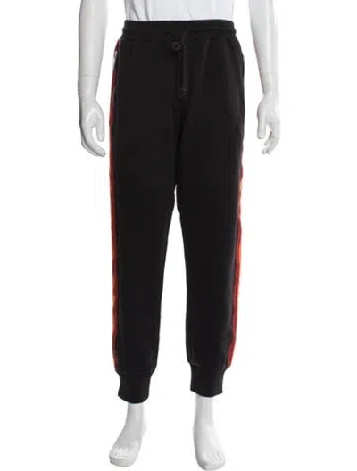 Pre-owned Dries Van Noten Graphic Print Grosgrain Trim Lounge Bottoms In Black