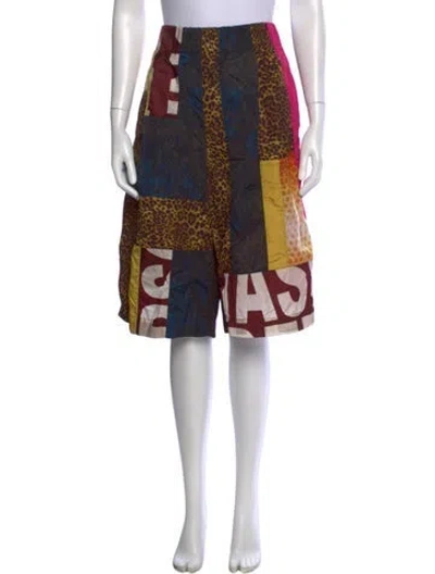 Pre-owned Dries Van Noten Graphic Print Knee-length Shorts In Black