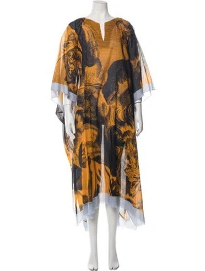 Pre-owned Dries Van Noten Graphic Print Long Dress In Multicolor