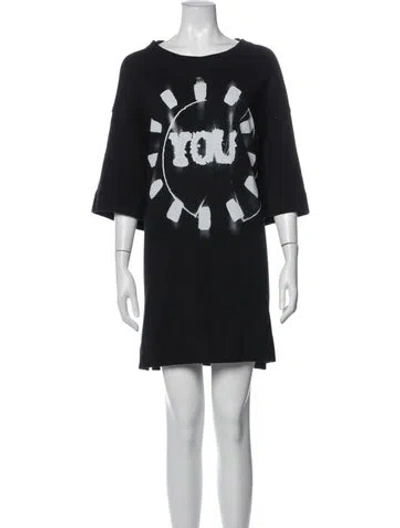 Pre-owned Dries Van Noten Graphic Print Mini Dress In Black