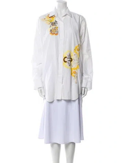 Pre-owned Dries Van Noten Graphic Print Mini Dress In White