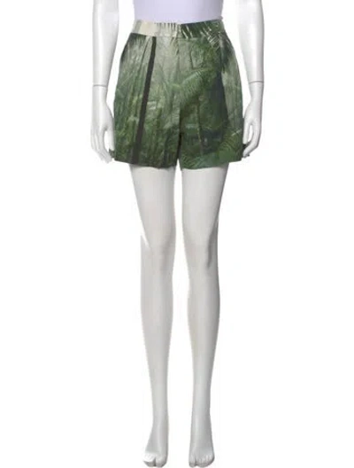 Pre-owned Dries Van Noten Graphic Print Mini Shorts In Green