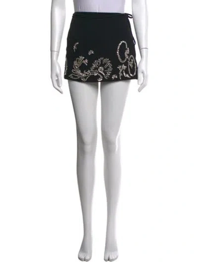 Pre-owned Dries Van Noten Graphic Print Mini Skirt In Black