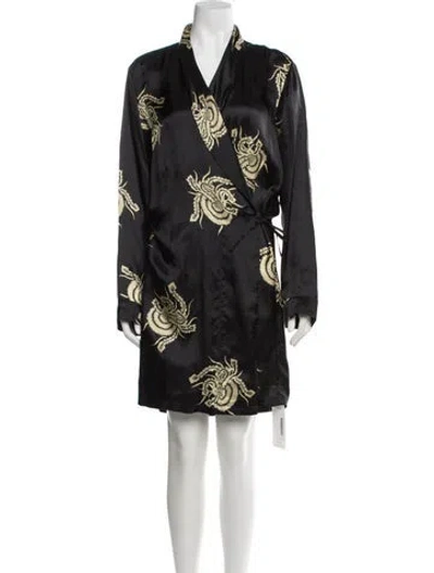 Pre-owned Dries Van Noten Graphic Print Robe In Black