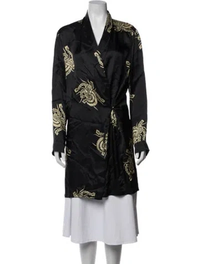 Pre-owned Dries Van Noten Graphic Print Robe In Black