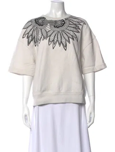 Pre-owned Dries Van Noten Graphic Print Scoop Neck Sweatshirt In White