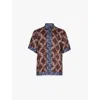 Dries Van Noten Panelled Geometric Pattern Short Sleeve Shirt In Brown