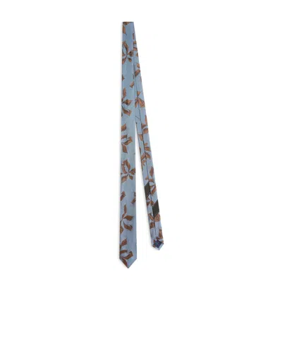 Dries Van Noten Graphic-print Silk Tie In Blue