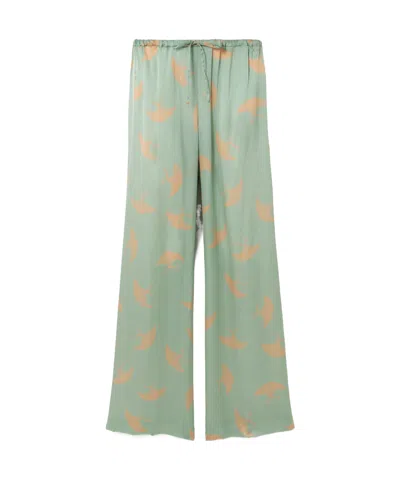 Dries Van Noten Graphic-print Silk Trousers In Gray