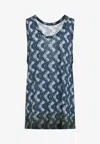 Dries Van Noten Blue Gradient Tank Top In Multicolor