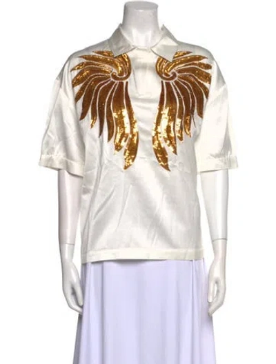 Pre-owned Dries Van Noten Graphic Print Three-quarter Sleeve Polo