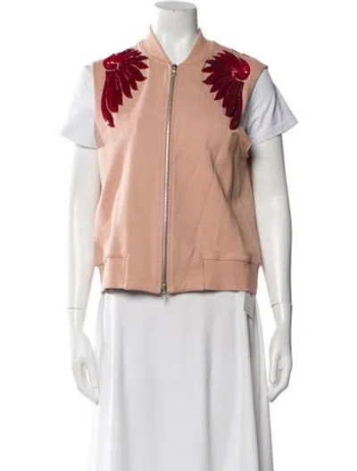 Pre-owned Dries Van Noten Graphic Print V-neck Sweater In Pink