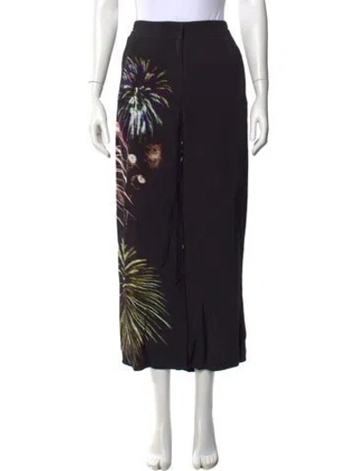 Pre-owned Dries Van Noten Graphic Print Wide Leg Pants In Black