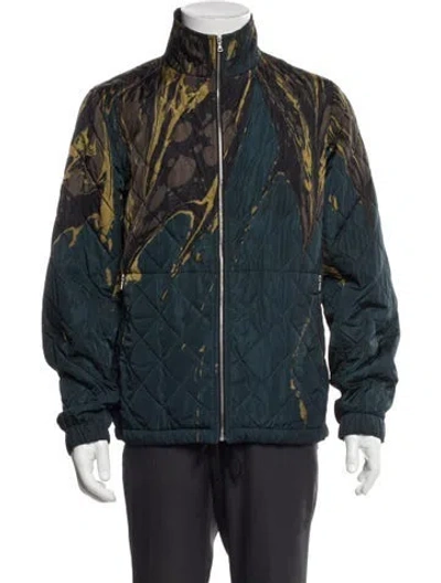 Pre-owned Dries Van Noten Graphic Print Windbreaker In Blue
