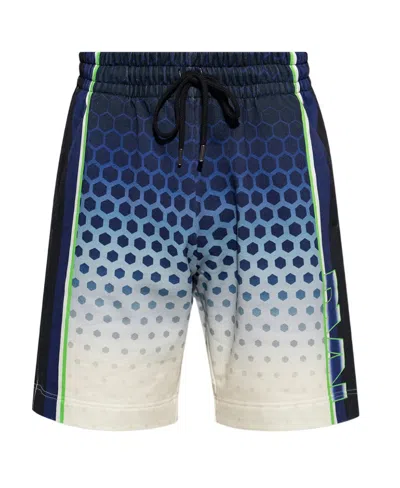 Dries Van Noten Graphic Printed Drawstring Shorts In Blue