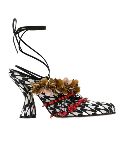 DRIES VAN NOTEN DRIES VAN NOTEN GRAPHIC PRINTED EMBELLISHED ANKLE STRAP SANDALS