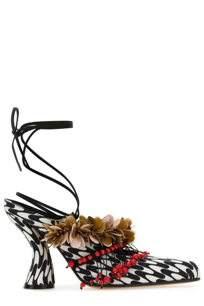 Dries Van Noten Graphic Printed Embellished Ankle Strap Sandals In Multi