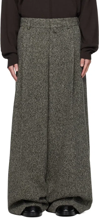 Dries Van Noten Gray & Brown Tailored Wool Trousers