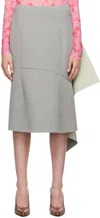 Dries Van Noten Gray & Green Neoprene Midi Skirt In 813 Grey Melange