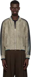 Dries Van Noten Gray & Green Silk Bomber Jacket In 508 Petrol
