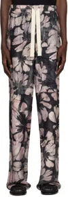 Dries Van Noten Gray & Pink Silk Drawstring Cargo Pants In Pink 305