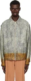 Dries Van Noten Gray & Tan Printed Cotton Jacket In 802 Grey