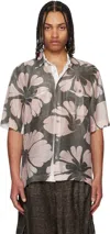 Dries Van Noten Gray & White Dessin Printed Shirt In 975 Dessin A