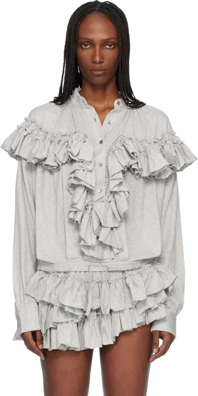 Dries Van Noten Gray Blouse In White